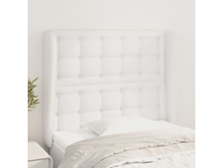 Cabecero con orejas de cuero sintético blanco 83x23x118/128 cm
