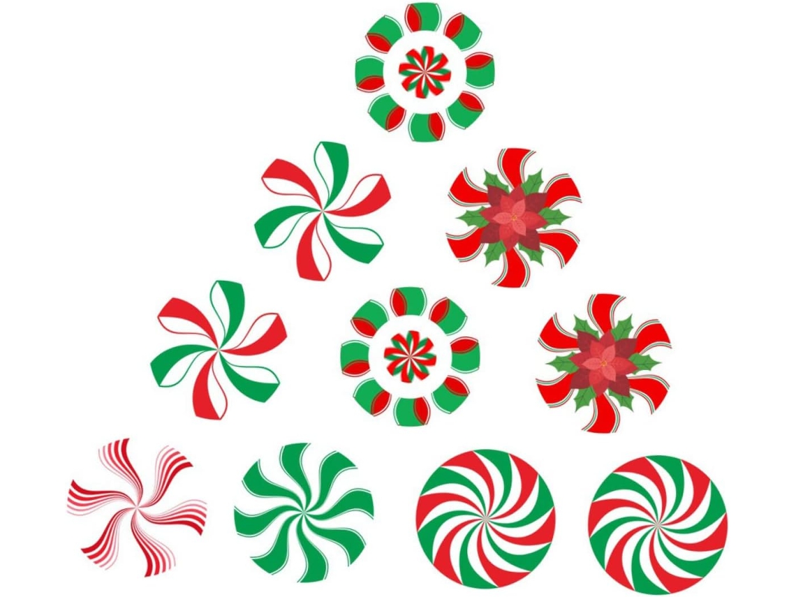 Adhesivo De Suelo Navideño De Menta. Adecuado Para Supermercados, Tiendas, Plazas, Escaparates,...