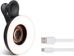 Mini Anillo De Luz Portátil Recargable Con Brillo Ajustable Y Lente Macro Para Smartphones.