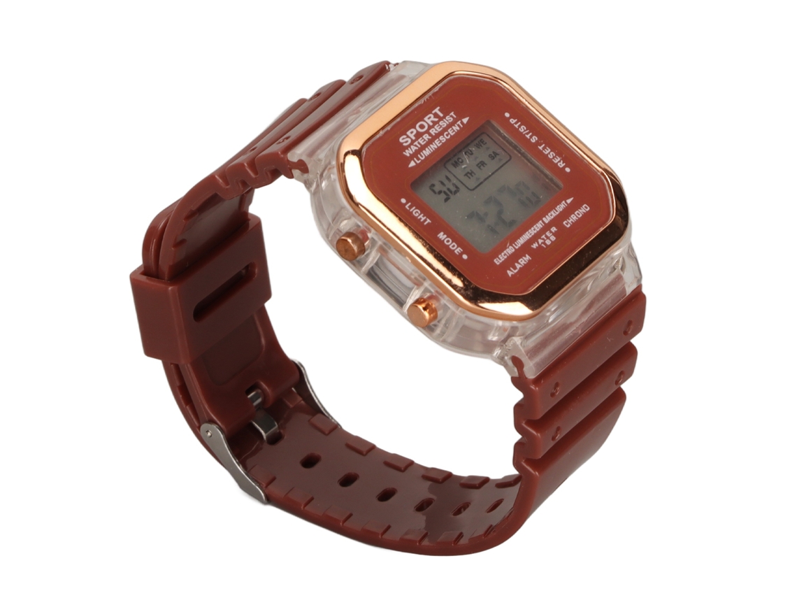 Reloj Electrónico Deportivo Digital Multifuncional E Impermeable Para Niños, De Plástico Color Café, 0,5 Pulgadas.