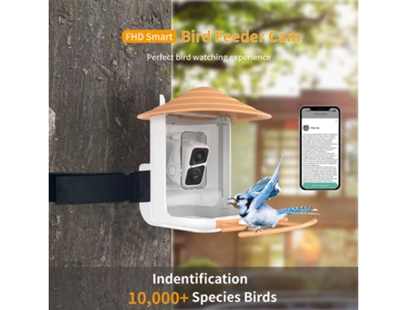 Alimentador Inteligente de Pájaros CHRONUS V5 con Cámara Inalámbrica para Captura Automática Externa y Grabación de Videos de Pájaros Naranja