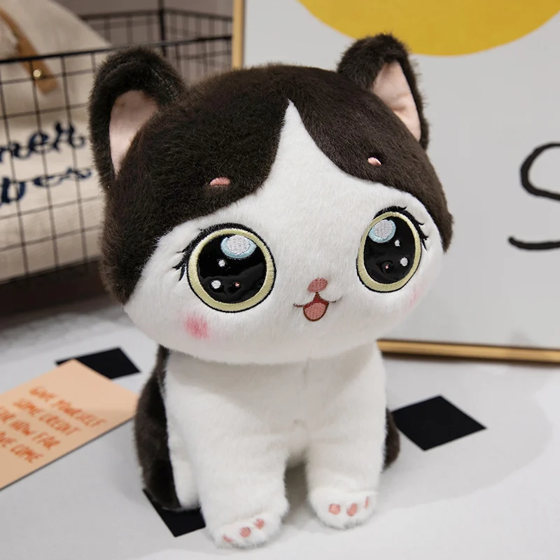 (negro, 25 Cm) Lindo Peluche De Gato, De Una Relajante Serie De Gatos.