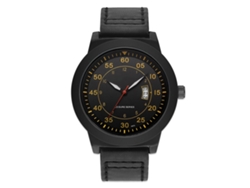 Reloj De Pulsera De Cuarzo Para Hombre Con Correa De Piel Sintética Y Función De Calendario (agujas Amarillas).