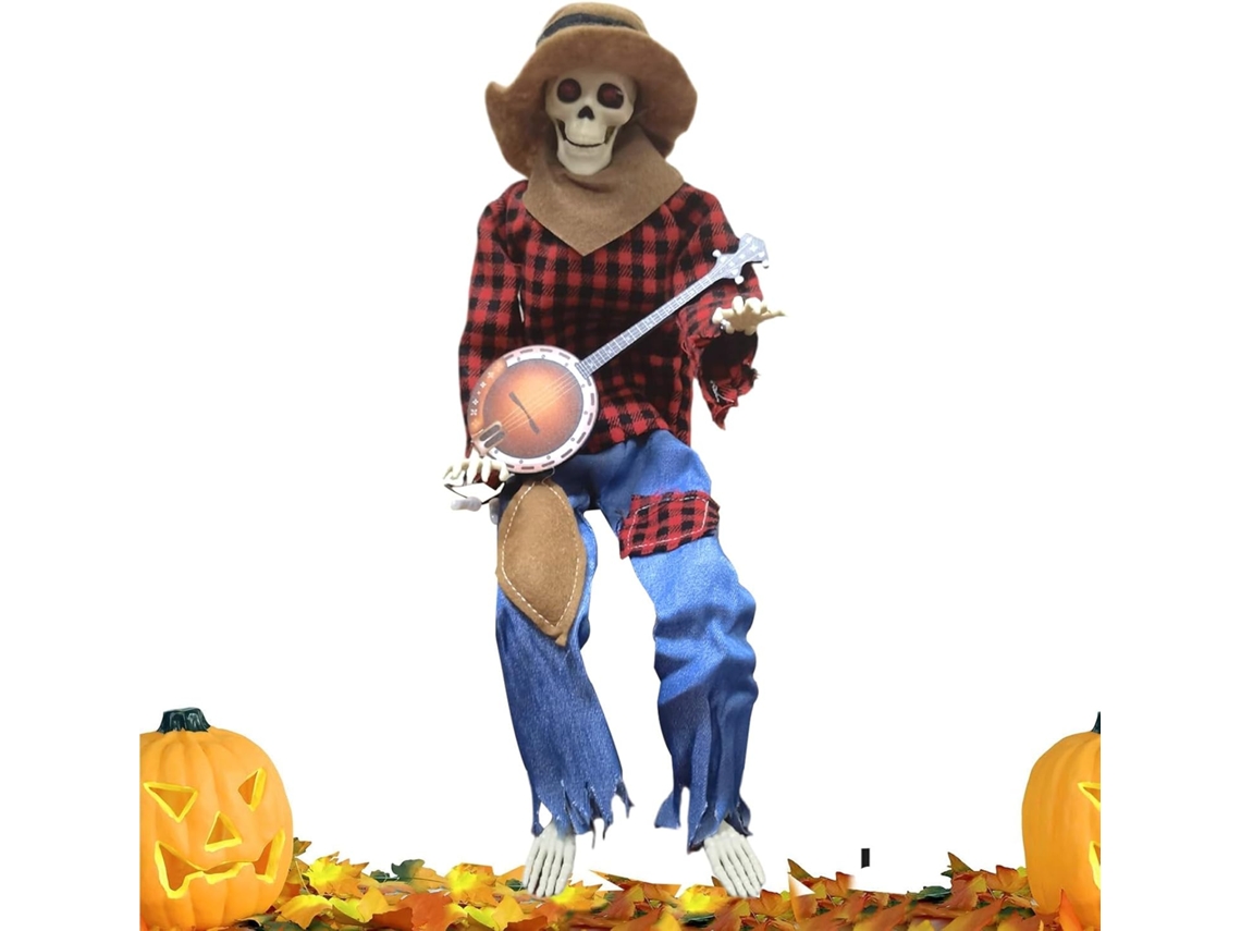 Esqueleto De Halloween Para Exteriores Animado 60 Cm Con Banjo Decoraci N Musical Ajustable Interiores Fiestas Escenas