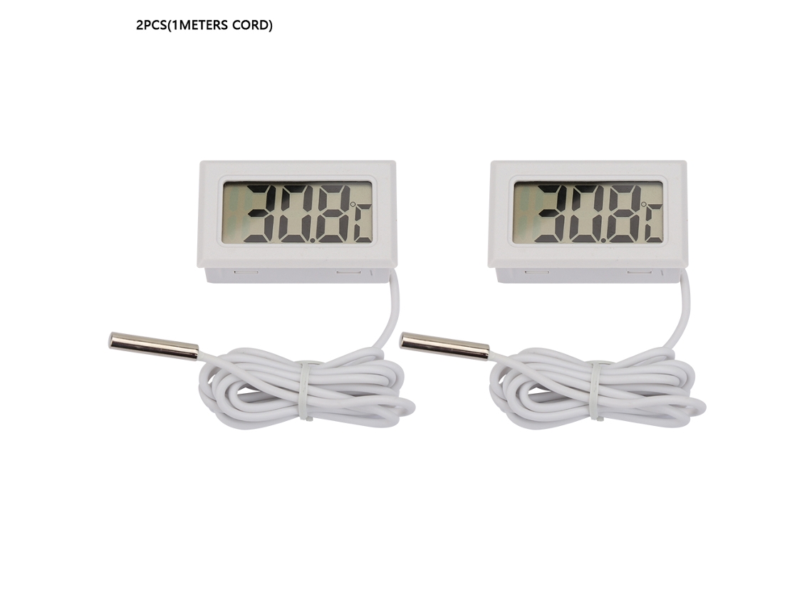 2 Piezas Mini Termómetro Digital Lcd Interior Con Cable De 1 Metro (blanco)