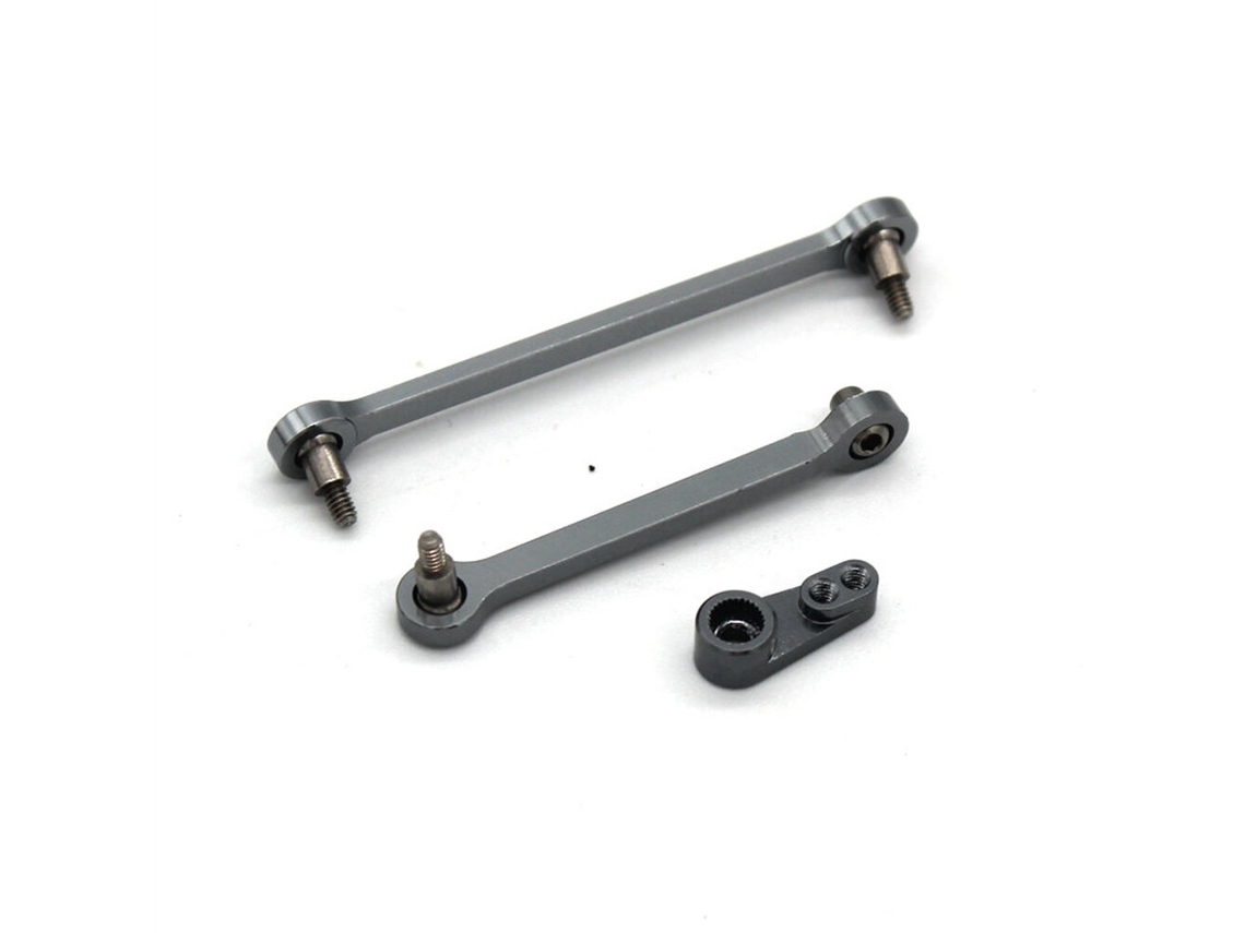 Plata 2pcs Varilla Enlace Dirección Metal Mejorada Brazo Servo Wltoys 284131 284010 284161 K989 K969 1/28