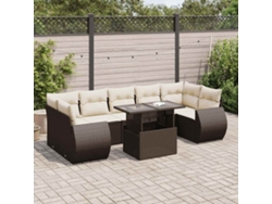 Conjunto de sofá de jardín de 8 piezas con cojines de mimbre marrón de DKD Home Decor