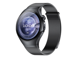 Bracelete Para Huawei Watch 5 (46mm) - Aço Inoxidável Milanês Magnético - Botão De Pressão Preta