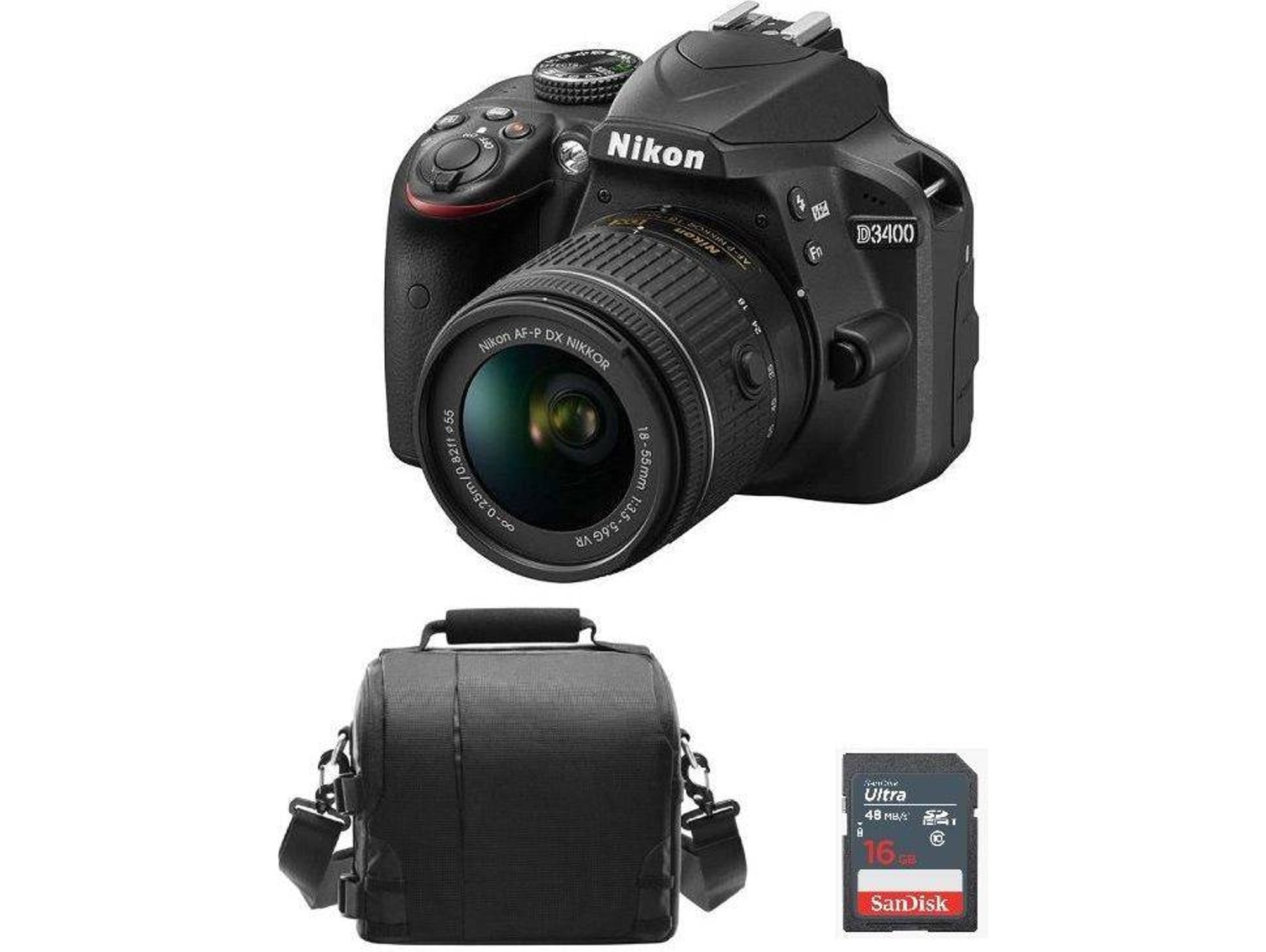 Kit Cámara Réflex NIKON D3400 AF-P 18-55mm VR Bolsa