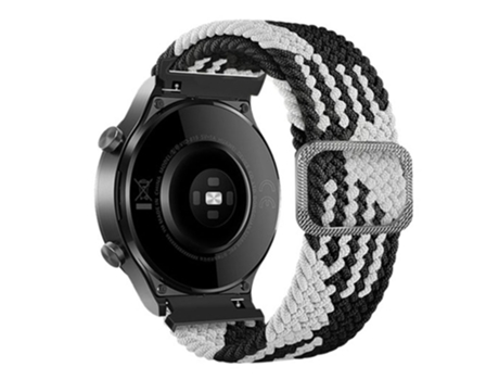 Correa de nailon 20mm para Samsung Galaxy Watch3 41mm/Garmin Forerunner 645/Huawei Watch GT 2 42mm - blanco/negro