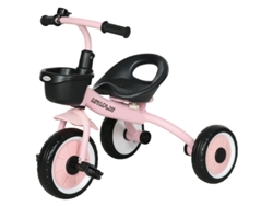 Triciclo Con Asiento Ajustable, Timbre, Cesta Metálica, Rosa, De 2 A 5 Años.