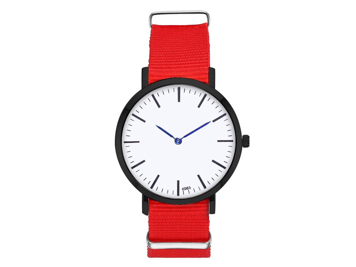 Reloj De Moda Para Parejas Con Correa De Nylon Dial Redondo Cuarzo (rojo)