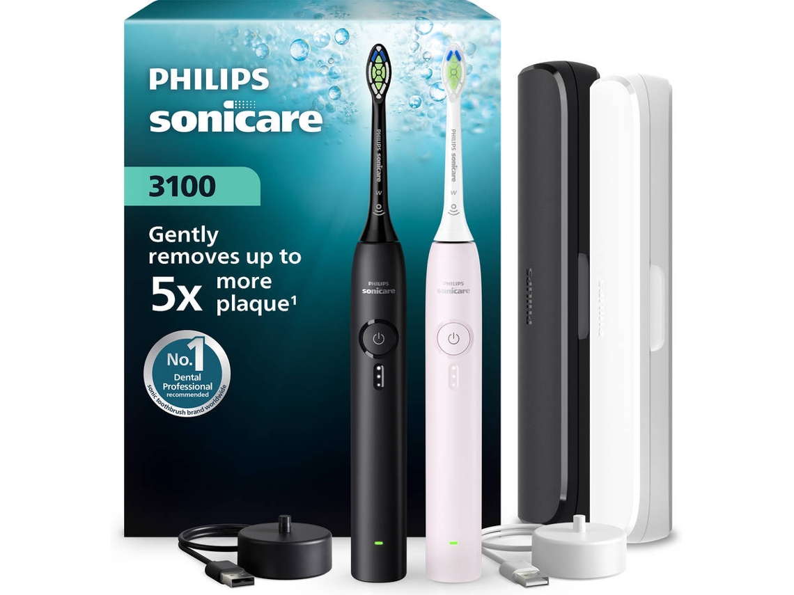 Cepillo de Dientes Eléctrico PHILIPS Series 3100 HX4072/42 (Rosa y Negro)  