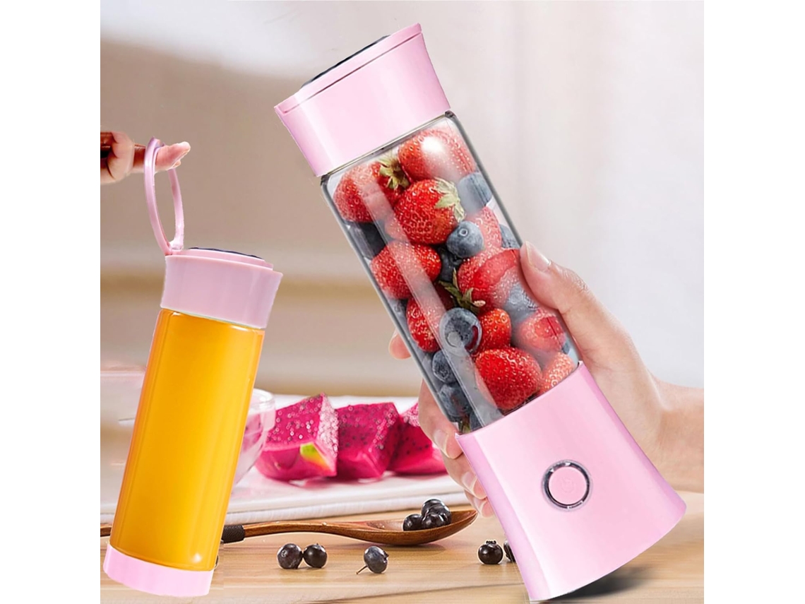 Licuadora Portátil Para Batidos Y Batidos, Batidora De Viaje Con 6 Cuchillas, Recargable Por Usb CHRUI Rosa