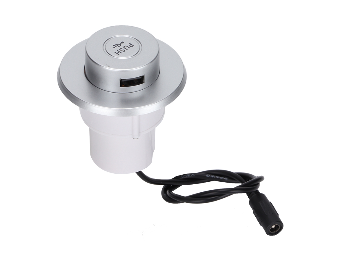 Carregador Usb Embutido Para Mesa Sofá Desktop, 3 Portas, Carregamento Rápido, Material Abs