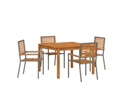 Juego de comedor Vidaxl de 5 piezas con cojines en ratán gris