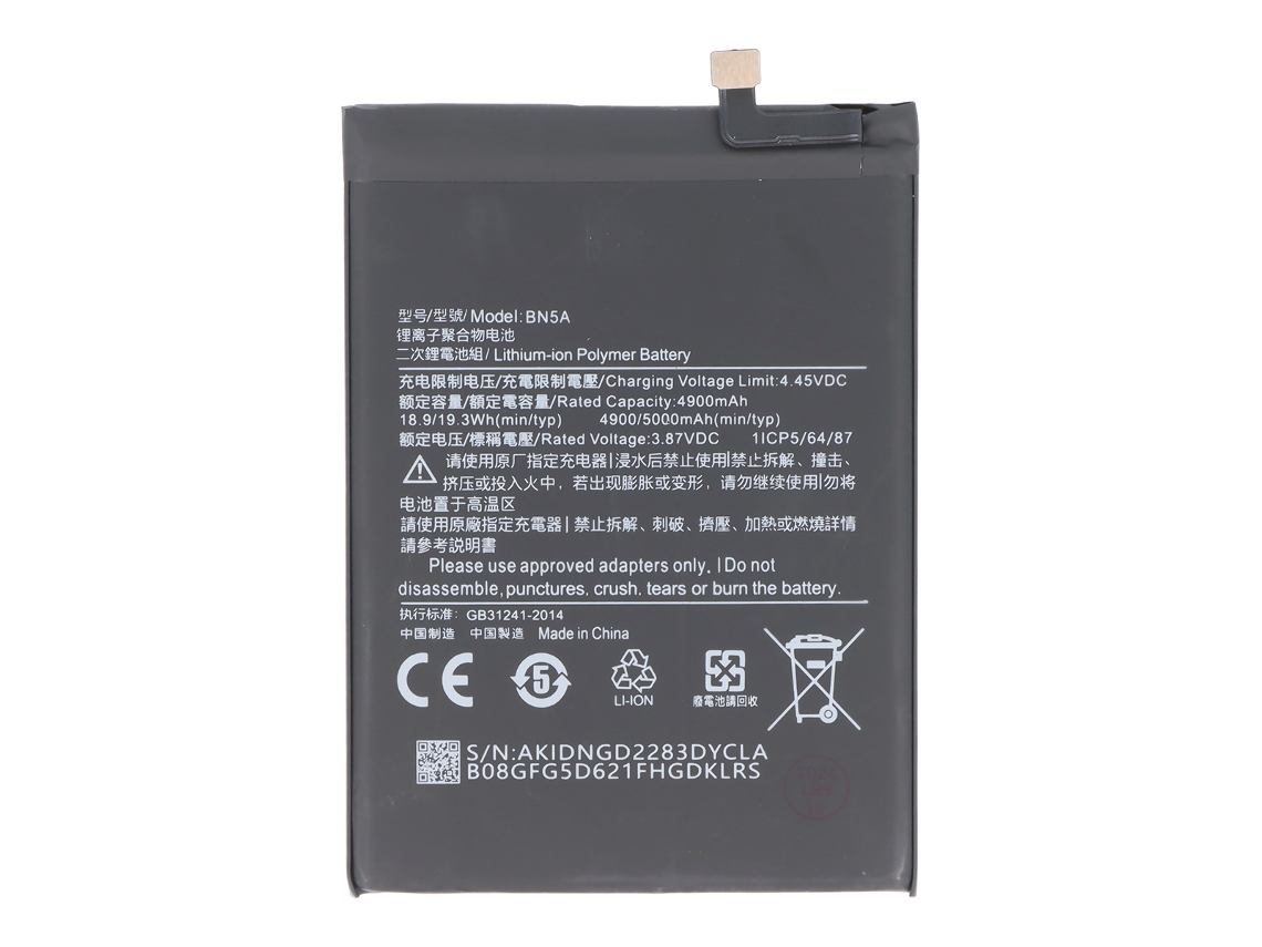 Batería de repuesto para Poco M3 Pro 5g (polímero de litio, 3,87 V, 5000 mAh, 19,35 Wh), color negro (Avizar)