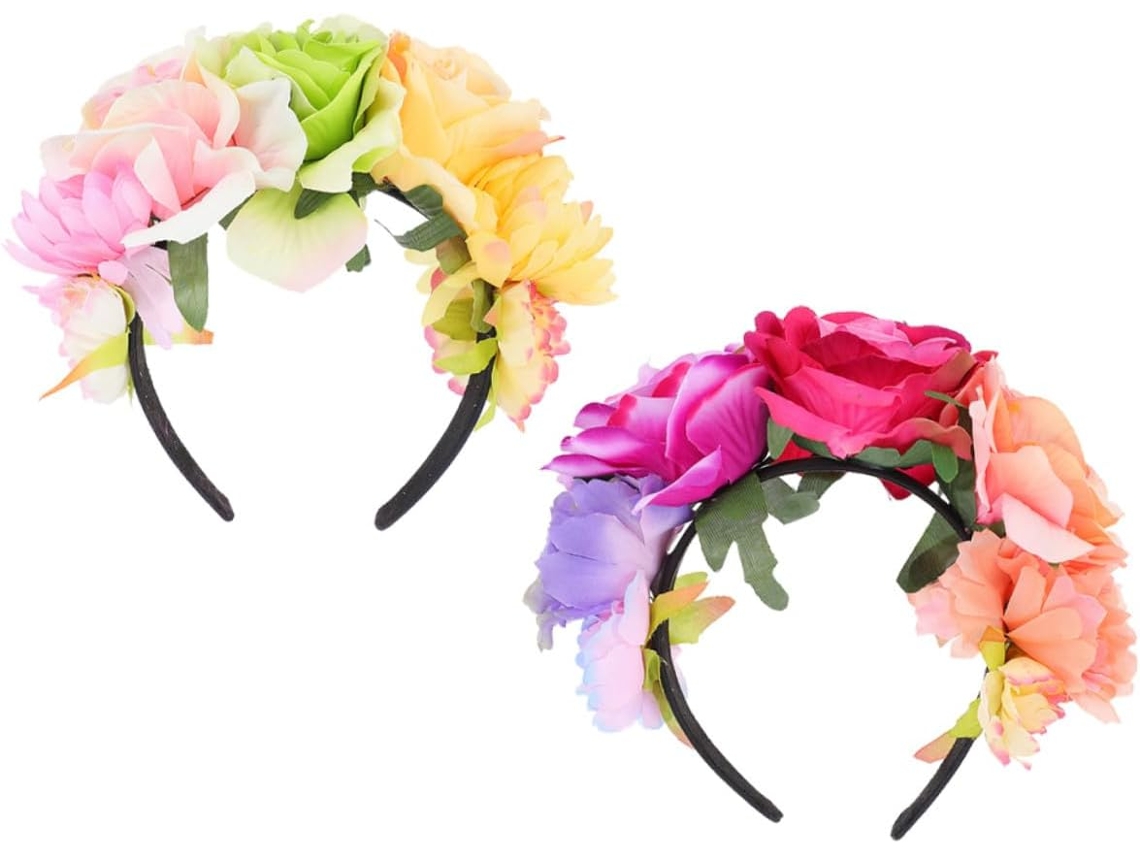 Diadema Artificial Rosa De 2 Piezas, Diadema De Disfraz, Bonito Accesorio Para La Cabeza
