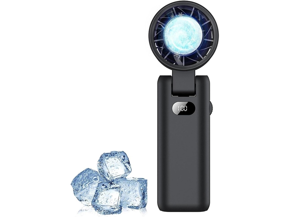 (negro) Ventilador De Mano De 3600 Mah - Recargable Por Usb - Velocidad Del Viento Ajustable - Plegable - Función De Enfriamiento