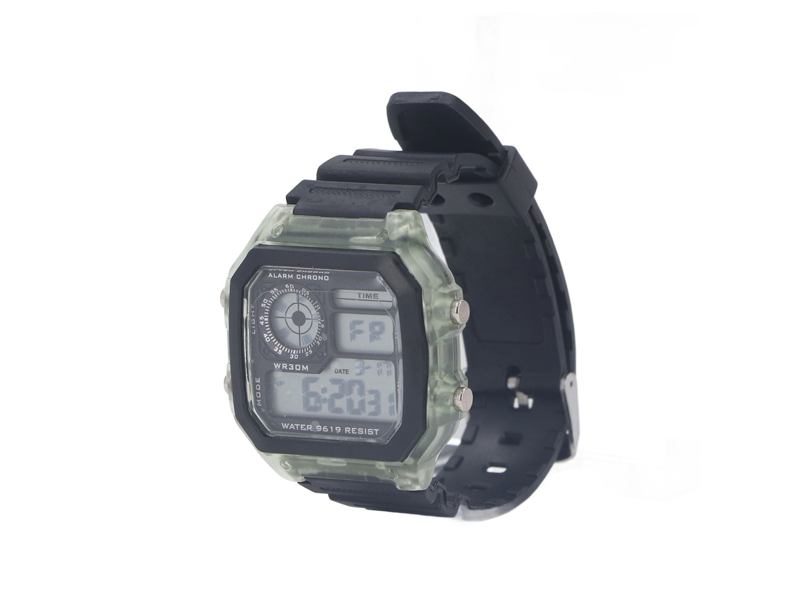 Reloj Deportivo Digital, Electrónico, Resistente Al Agua, Luminoso, Con Alarma Y Funciones Multifuncionales, Color Verde Transparente.