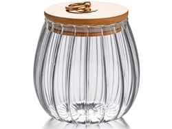 Vaso De Vidrio Hermético Con Tapa De Bambú Y Asa De Metal Para Guardar Café Y Frutos Secos - Diseño Decorativo De Pétalos