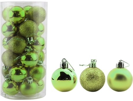 Conjunto de Bolas de Navidad ZMDECQNA Uds Adornos Pequeños Inastillables Bolas Árbol Verde - 24un (4 cm)