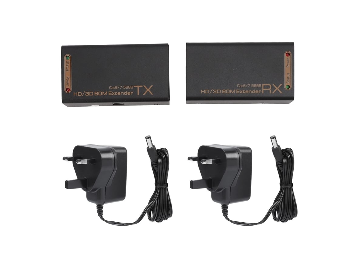 Extensor De Interfaz Multimedia Hd Mediante Cable Cat 6/7 1080p 60hz 3d 60m Enchufe Británico