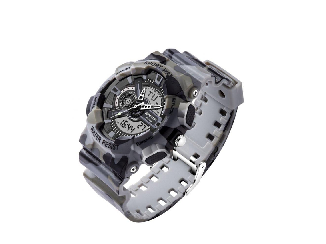 Reloj De Pulsera Unisex De Silicona Con Doble Pantalla, Resistente Al Agua, Deportivo, P04-3, Rojo.