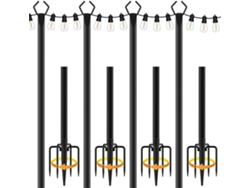 Poste Para Guirnaldas De Luces, Para Iluminación De Patios Soportes De Iluminación Exteriors Al Viento Para Patios,