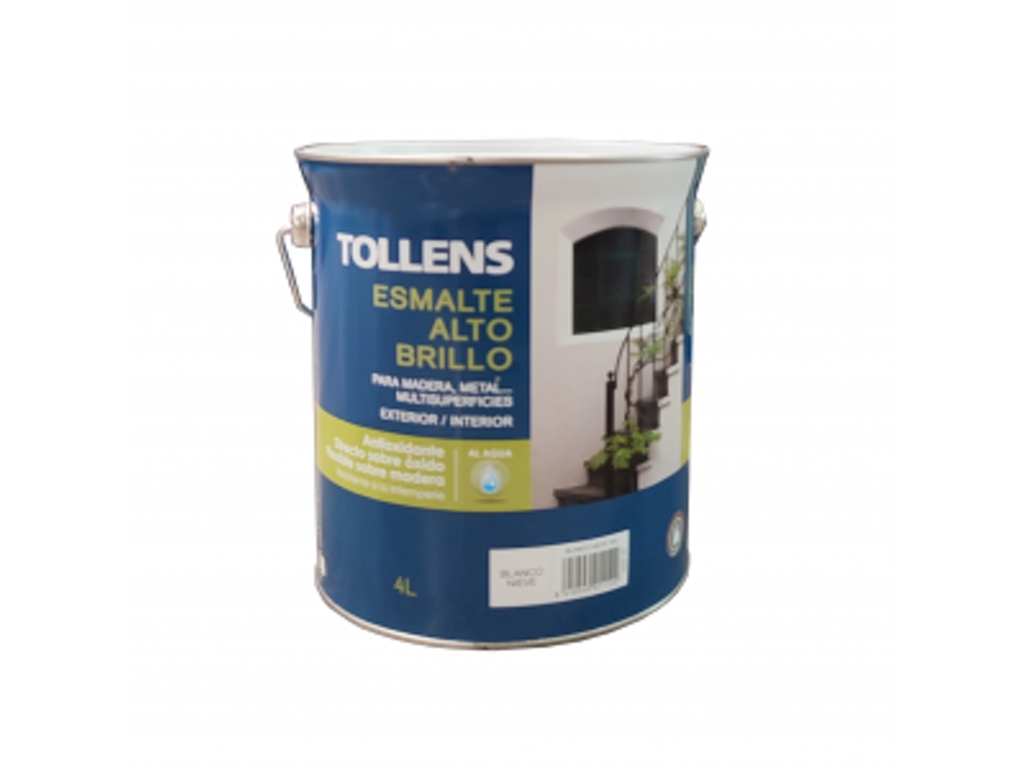 Esmalte TOLLENS Al Agua Alto Brillo 4 L Blanco