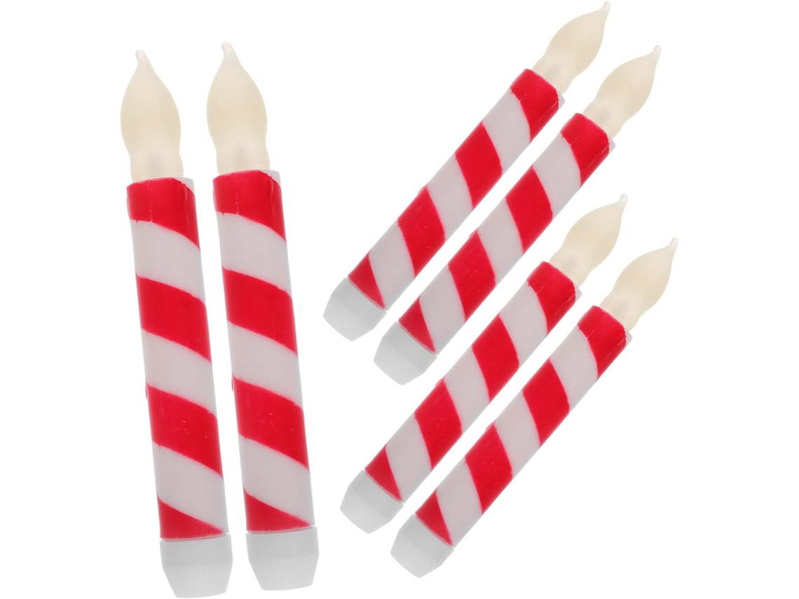 Velas Led Sin Llama, A Pilas, Con Diseño De Rayas, Paquete De 6 Unidades, Para Decoración Y Ambiente En Fiestas En Casa.