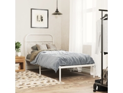 Estructura Cama Sin Colchón Con Cabecero Metal Blanco 90x200 Cm