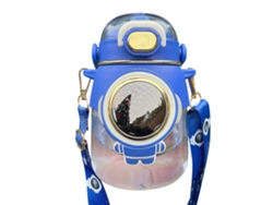 Bonita Botella De Agua Portátil De Plástico Azul De Gran Capacidad Con Pajita Para Niñas, Ideal Para Deportes Y Para El Colegio.