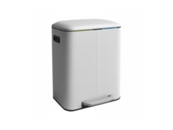 Cubo De Basura Relaxdays, 2 Compartimentos, 2 X 20 L, Cubos Extraíbles, Cierre Suave, Pedal, Metal, Blanco