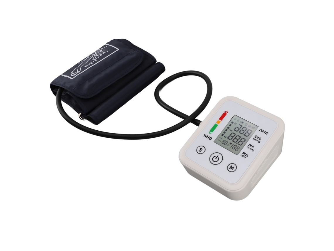 Tensiómetro de brazo, pantalla LCD, dígitos grandes, batería, alimentación USB, tensiómetro automático DC6V PA