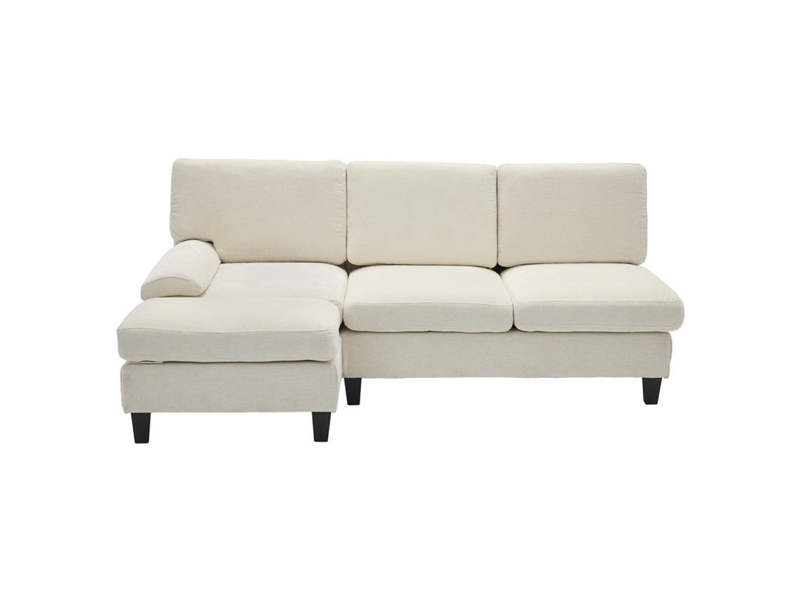 Sofá 3 Plazas 194x118x81 Cm - Lateral, Cama, Lino, Sala Y Dormitorio - Beige