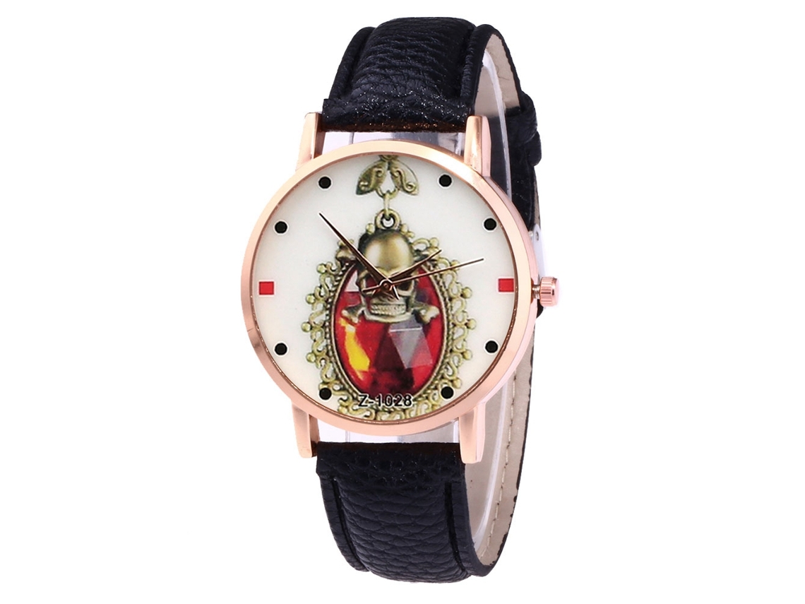 Reloj De Cuarzo Unisex Casual Con Correa De Cuero Pu Dial Romano Zhoulianfa Negro