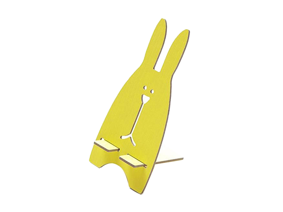 Soporte Para Teléfono (colocación Diy) Creativo Soporte Para Teléfono De Madera Diy Linda Base Para Teléfono Con Forma De Conejo (amarillo)