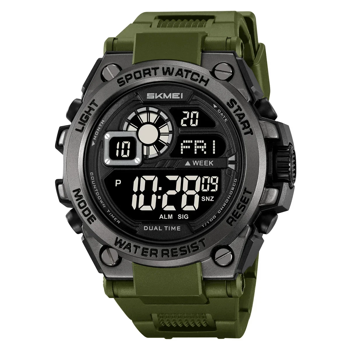 Reloj Deportivo Digital Para Hombre (verde Militar), Luminoso, Resistente Al Agua, Reloj De Pulsera Electrónico Militar.