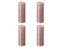 Bolsius Velas rústicas Shimmer 4 unidades rosa 190x68 mm