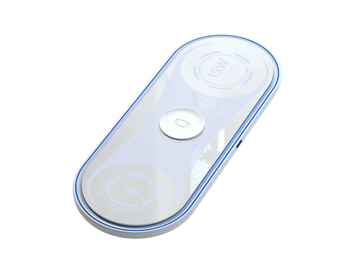 Cargador inalámbrico 3 en 1, carga rápida con luz ambiental dual de 15 W, color blanco Yizhood