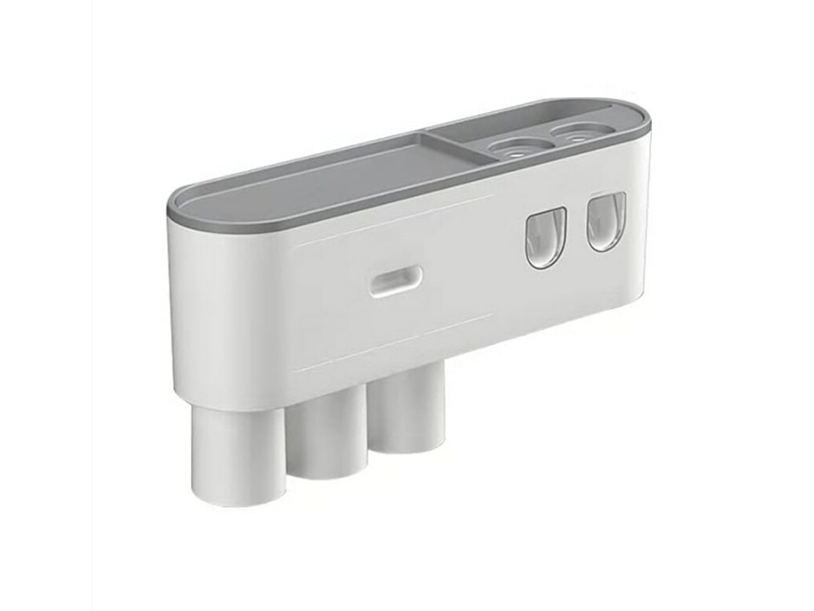 TECHKIDZ Dispensador de pasta de dientes Dentifrice avec Support de Brosses à Dents Gris