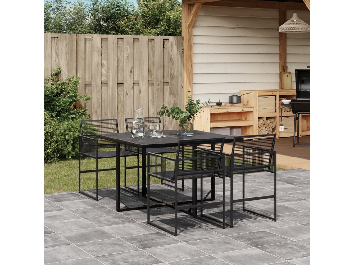 Juego de comedor de jardín DKD Home Decor de 10 piezas en mimbre negro