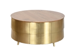 Mesa Centro Mango Laton Dorado 90x90x45cm