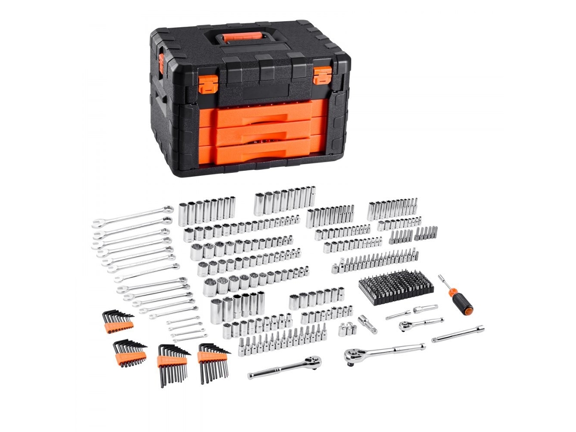 Kit De Herramientas Profesional 450 Piezas Cr-v Llaves De Caja Y Vasos Con Maletín Tekmaquinas