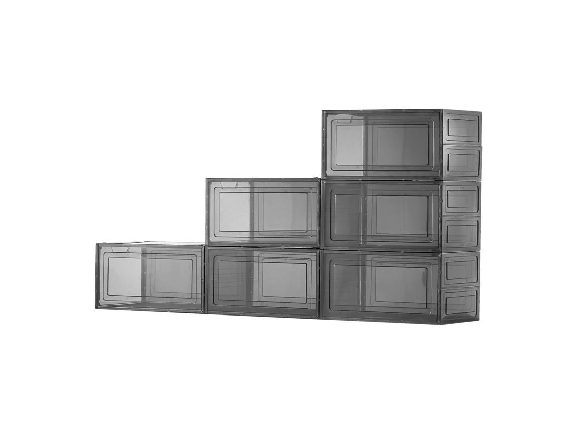 6 cajas magnéticas para zapatos Succebuy, tamaño 13 (EE. UU.), negras y transparentes
