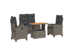 Maison Exclusive - Juego De Comedor De Jardín 4 Piezas Con Cojines Ratán Pe Gris