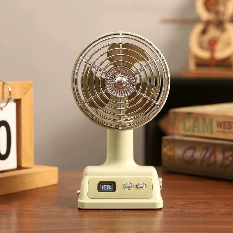 Ventilador De Escritorio Clásico Retro (verde), Recargable.