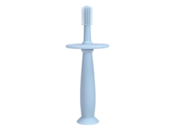 Cepillo de dientes de entrenamiento para niños pequeños cepillo de dientes de silicona con deflector para evitar que se trague (azul)