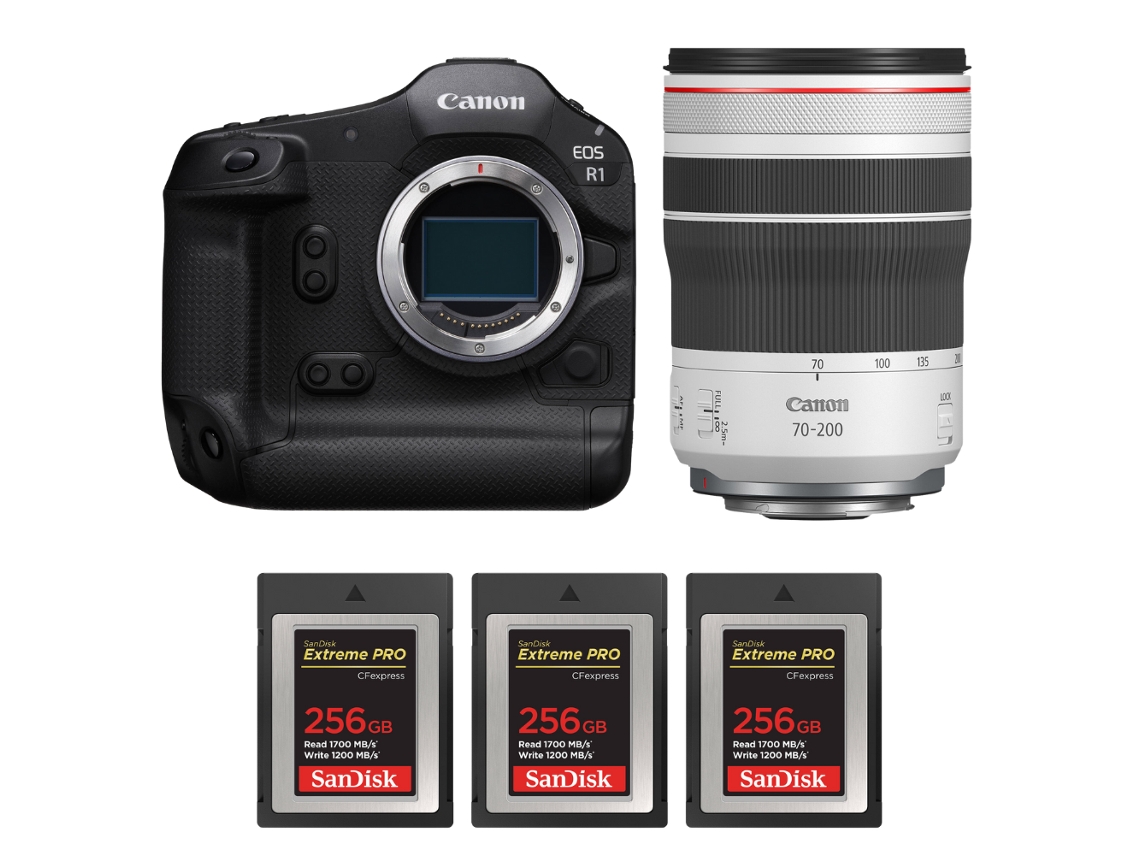 Canon Eos R1 + Rf 70-200mm F/4 L Is Usm + 3 Sandisk 256gb Extreme Pro Cfexpress Type B + Ebook “20 Consejos Para Fotos Que Impactan”